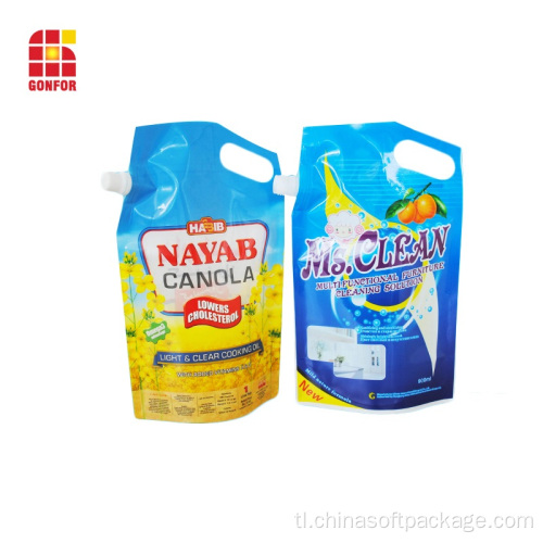 Spouted pouch bag na may hawakan para sa paglalaba ng detergent packaging